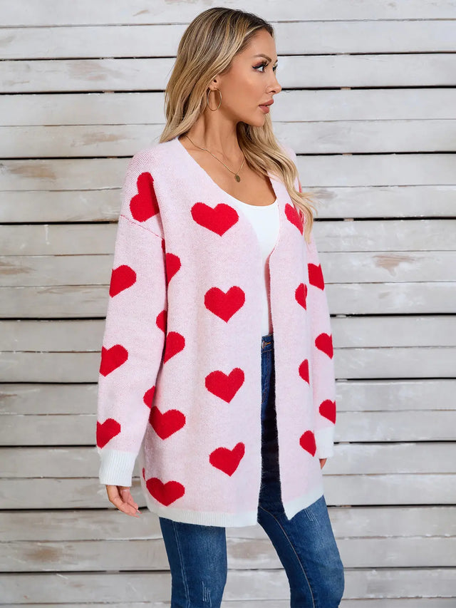 Angel Wings Heart Open Front Long Sleeve Cardigan Trendsi Hanalas