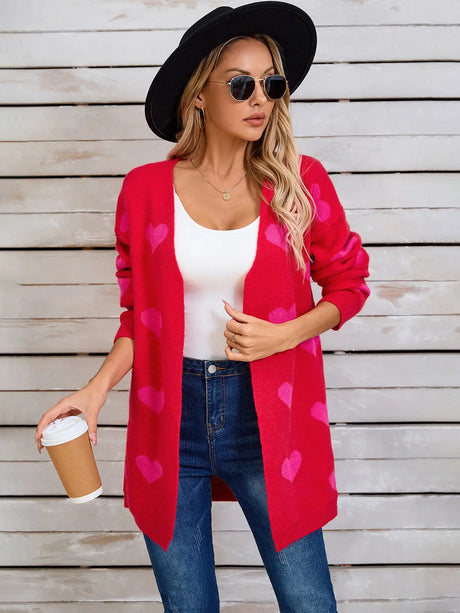 Angel Wings Heart Open Front Long Sleeve Cardigan Trendsi Hanalas