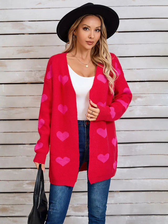 Angel Wings Heart Open Front Long Sleeve Cardigan Trendsi Hanalas