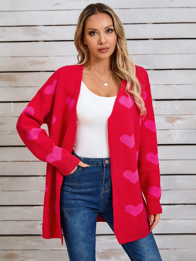 Angel Wings Heart Open Front Long Sleeve Cardigan Trendsi Hanalas