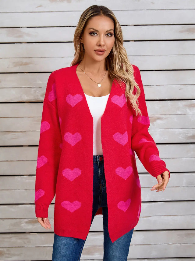 Angel Wings Heart Open Front Long Sleeve Cardigan Trendsi Hanalas