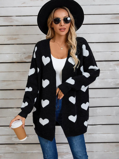 Angel Wings Heart Open Front Long Sleeve Cardigan Trendsi Hanalas