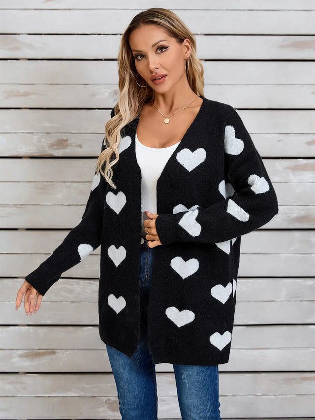 Angel Wings Heart Open Front Long Sleeve Cardigan Trendsi Hanalas