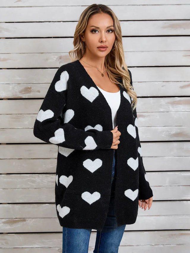 Angel Wings Heart Open Front Long Sleeve Cardigan Trendsi Hanalas