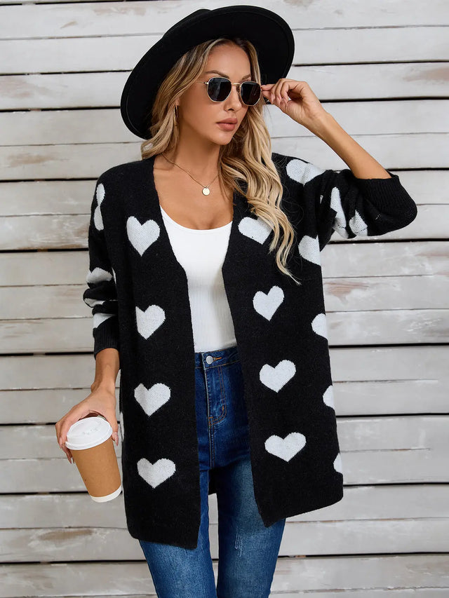 Angel Wings Heart Open Front Long Sleeve Cardigan Trendsi Hanalas