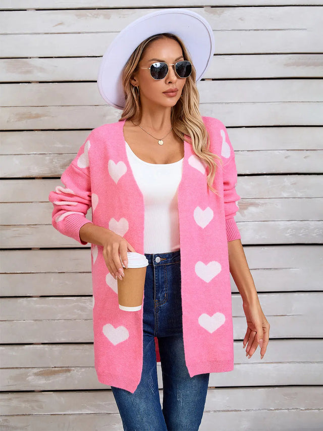 Angel Wings Heart Open Front Long Sleeve Cardigan Trendsi Hanalas