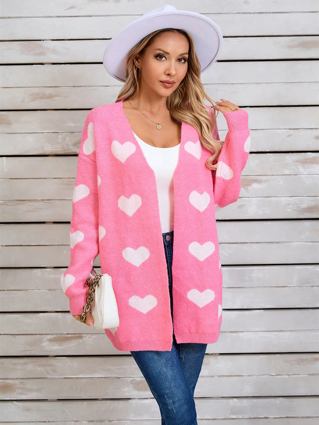 Angel Wings Heart Open Front Long Sleeve Cardigan Trendsi Hanalas