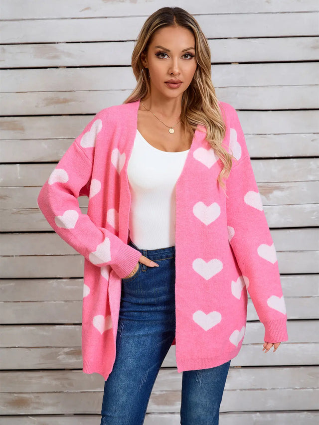 Angel Wings Heart Open Front Long Sleeve Cardigan Trendsi Hanalas