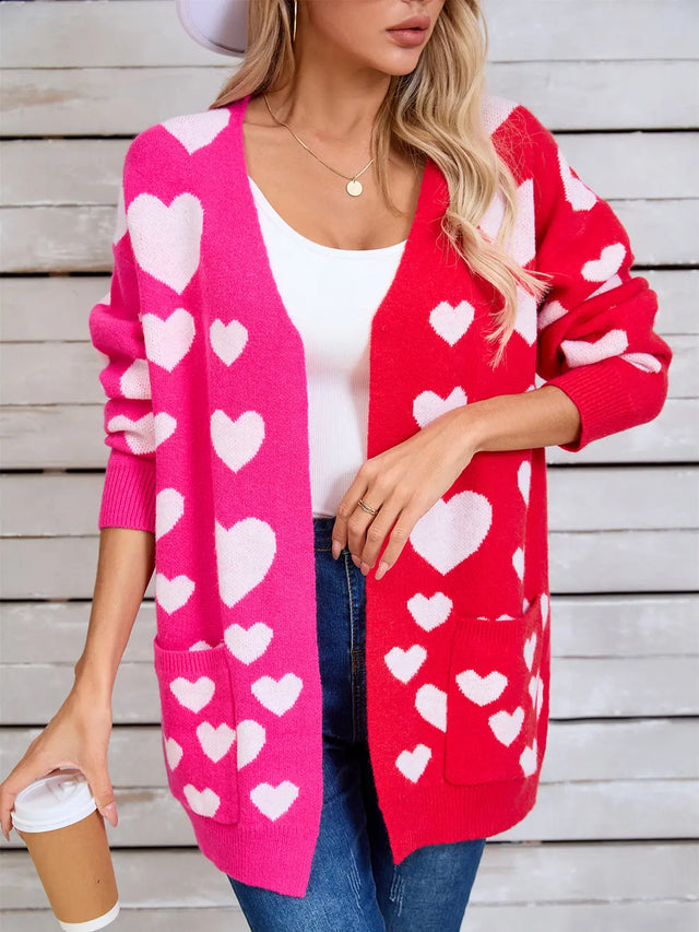 Angel Wings Heart Open Front Long Sleeve Cardigan Trendsi Hanalas