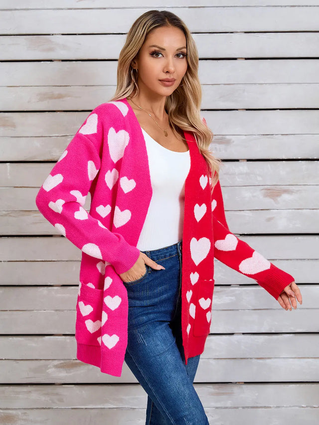 Angel Wings Heart Open Front Long Sleeve Cardigan Trendsi Hanalas