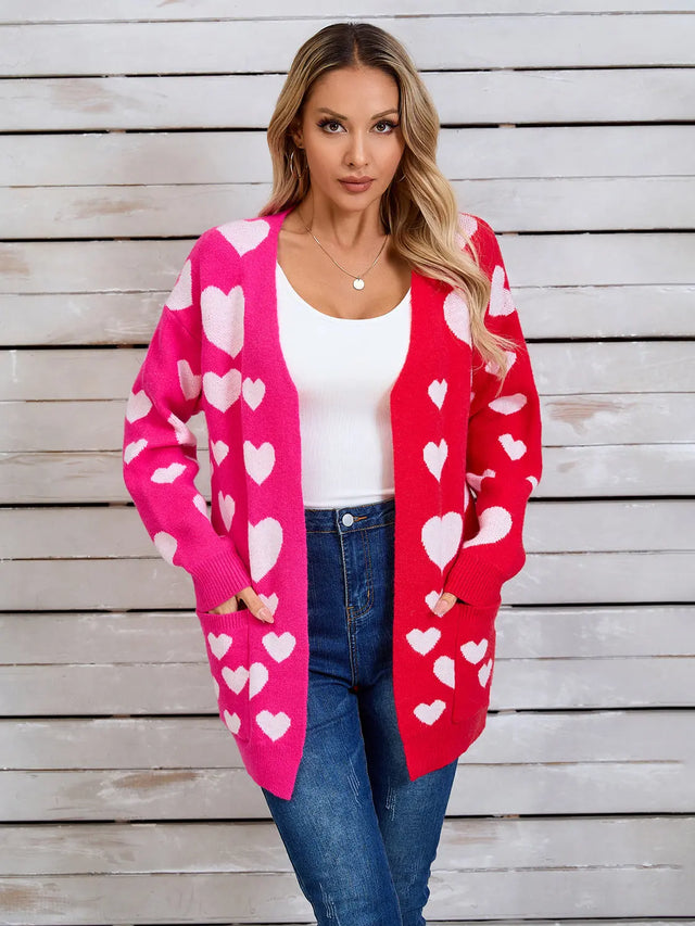 Angel Wings Heart Open Front Long Sleeve Cardigan Trendsi Hanalas