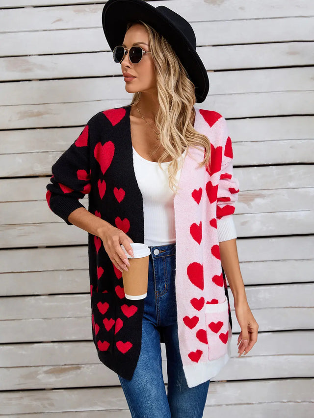 Angel Wings Heart Open Front Long Sleeve Cardigan Trendsi Hanalas