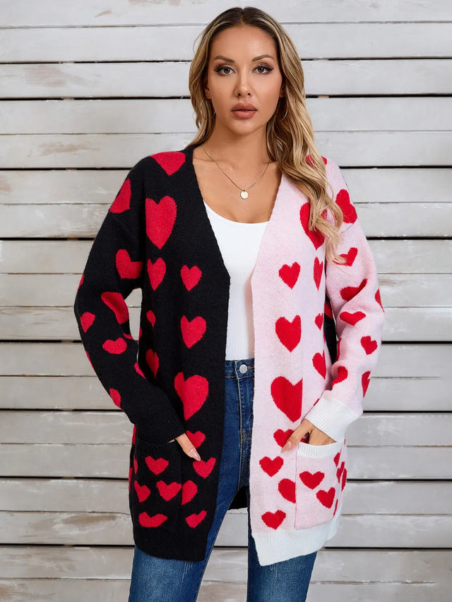 Angel Wings Heart Open Front Long Sleeve Cardigan Trendsi Hanalas