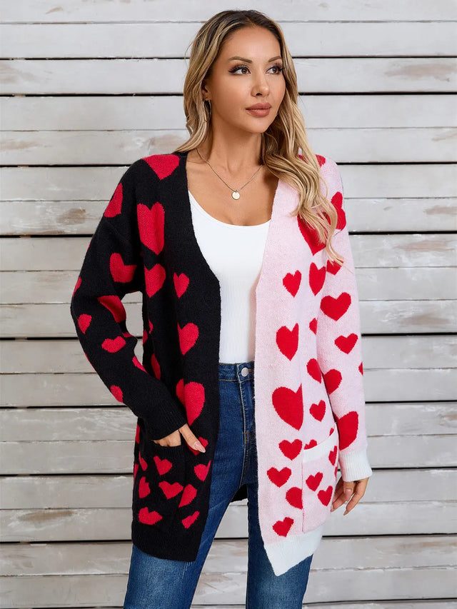 Angel Wings Heart Open Front Long Sleeve Cardigan Trendsi Hanalas