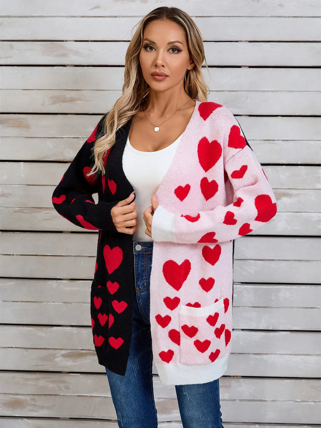 Angel Wings Heart Open Front Long Sleeve Cardigan Trendsi Hanalas