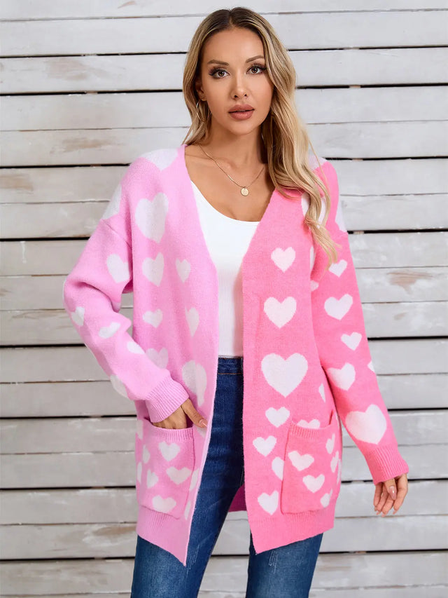 Angel Wings Heart Open Front Long Sleeve Cardigan Trendsi Hanalas