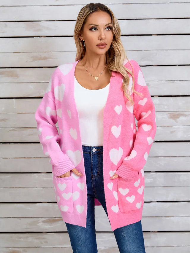 Angel Wings Heart Open Front Long Sleeve Cardigan Trendsi Hanalas