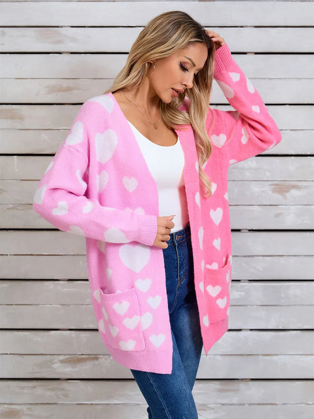 Angel Wings Heart Open Front Long Sleeve Cardigan Trendsi Hanalas