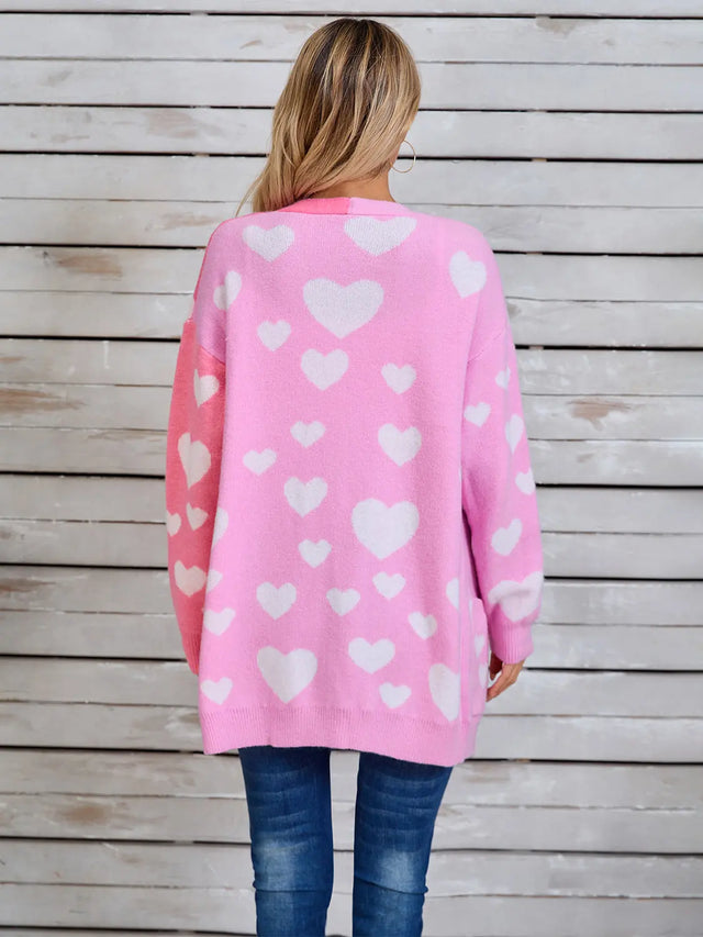 Angel Wings Heart Open Front Long Sleeve Cardigan Trendsi Hanalas