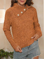 Asymmetric Collared Neck Long Sleeve Sweater Trendsi Hanalas