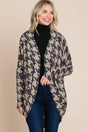 BOMBOM Houndstooth Open Front Cocoon Knit Cardigan Trendsi Hanalas