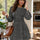 Back Zip Round Neck Long Sleeve Dress | Hanalas