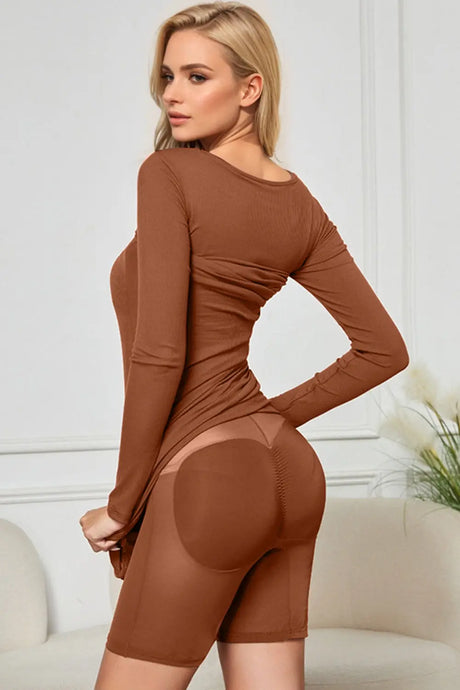 Basic Bae Built-In Shapewear Square Neck Long Sleeve Maxi Dress | Hanalas