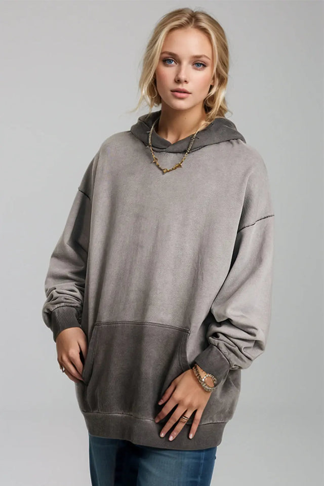 Basic Bae Drop Shoulder Long Sleeve Hoodie with Kangaroo Pocket | Hanalas