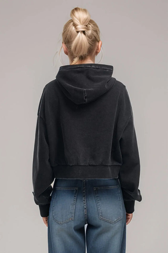 Basic Bae Kangaroo Pocket Long Sleeve Cropped Hoodie | Hanalas