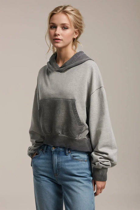 Basic Bae Kangaroo Pocket Long Sleeve Cropped Hoodie | Hanalas