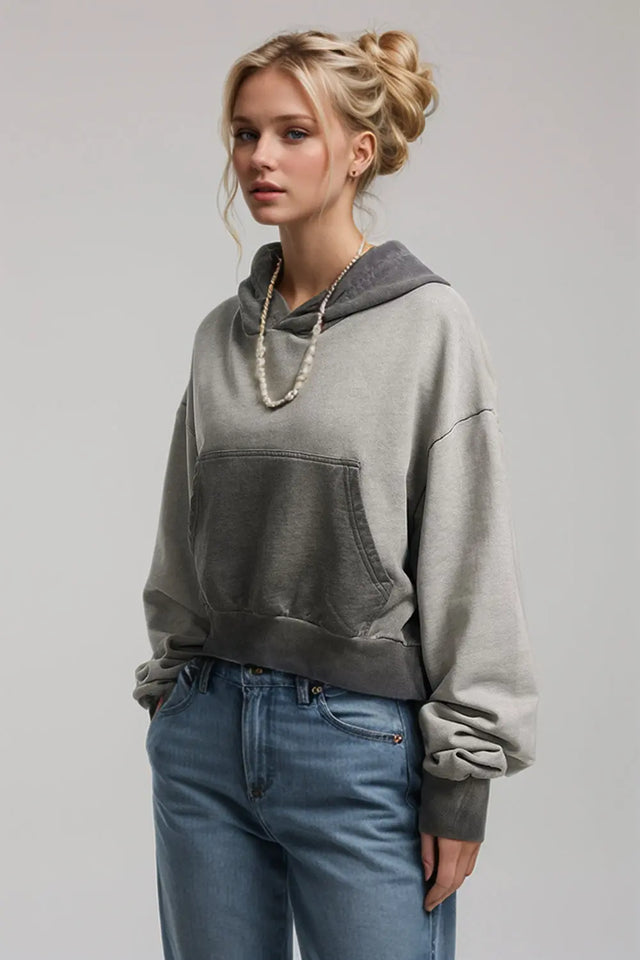 Basic Bae Kangaroo Pocket Long Sleeve Cropped Hoodie | Hanalas