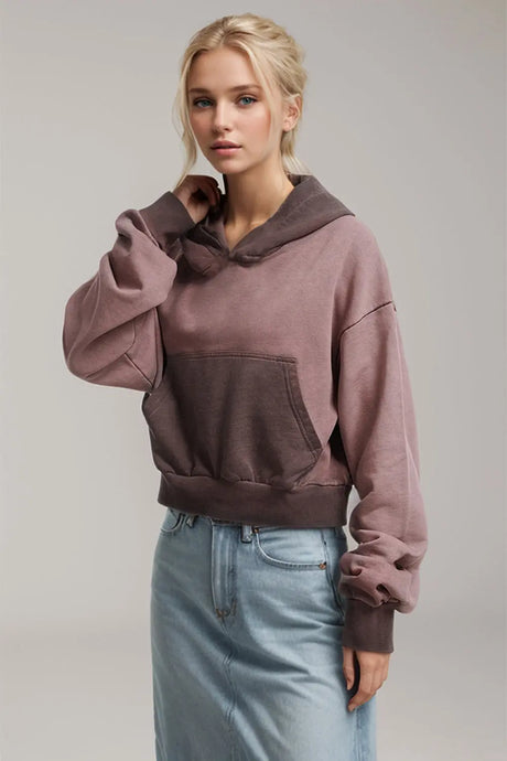 Basic Bae Kangaroo Pocket Long Sleeve Cropped Hoodie | Hanalas