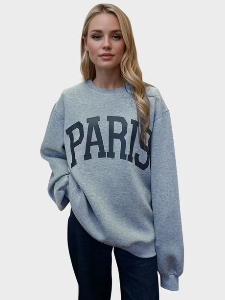 Basic Bae PARIS Round Neck Long Sleeve Air Scuba Sweatshirt | Hanalas