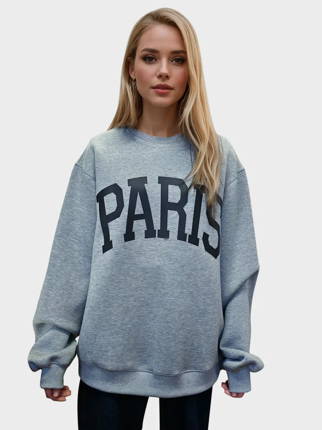 Basic Bae PARIS Round Neck Long Sleeve Air Scuba Sweatshirt | Hanalas