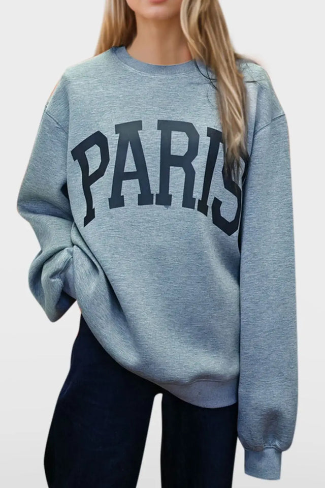 Basic Bae PARIS Round Neck Long Sleeve Air Scuba Sweatshirt | Hanalas