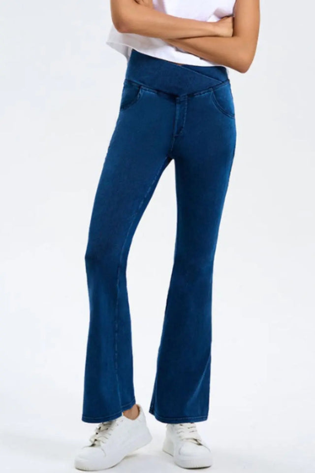 Basic Bae Pocketed Highly Stretchy Bootcut Jeans | Hanalas