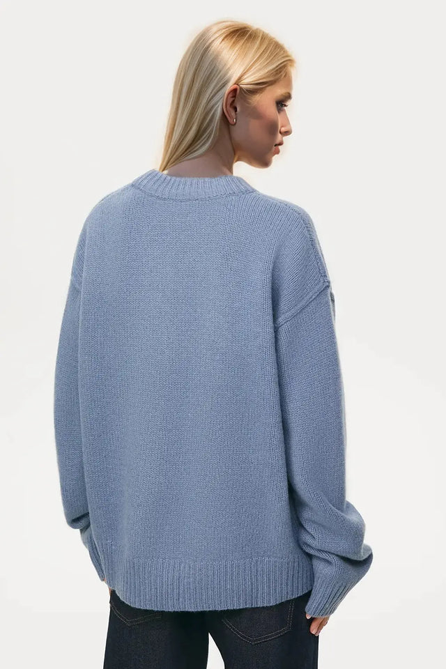 Basic Bae Round Neck Dropped Shoulder Sweater Trendsi Hanalas