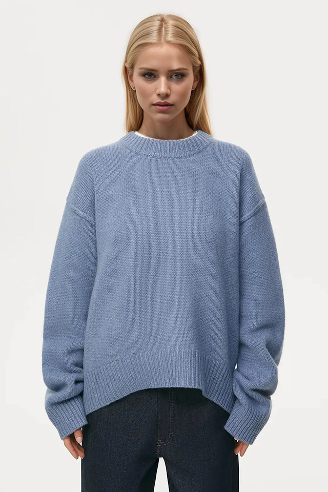 Basic Bae Round Neck Dropped Shoulder Sweater Trendsi Hanalas