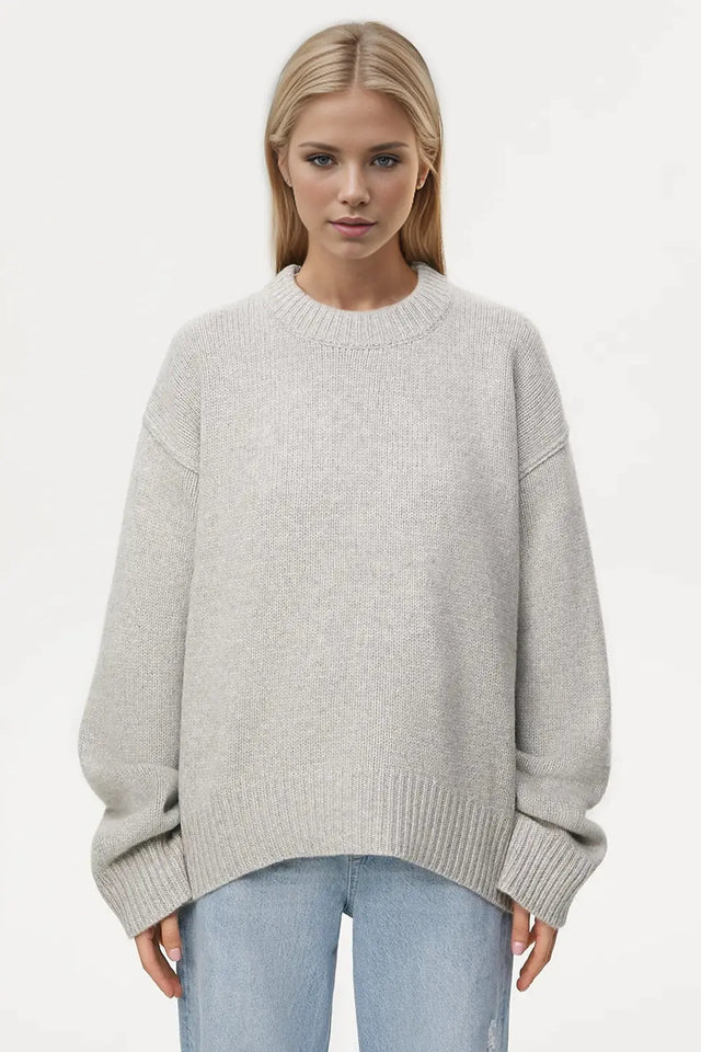 Basic Bae Round Neck Dropped Shoulder Sweater Trendsi Hanalas