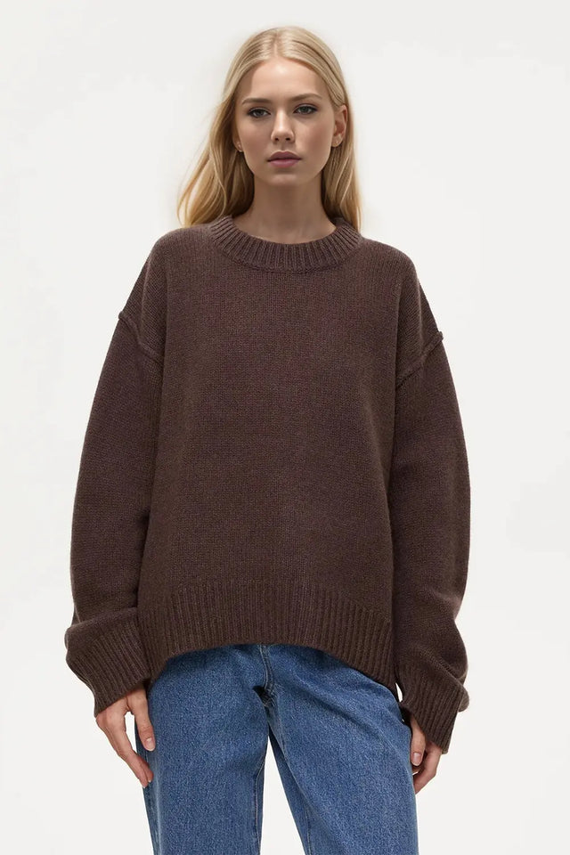 Basic Bae Round Neck Dropped Shoulder Sweater Trendsi Hanalas