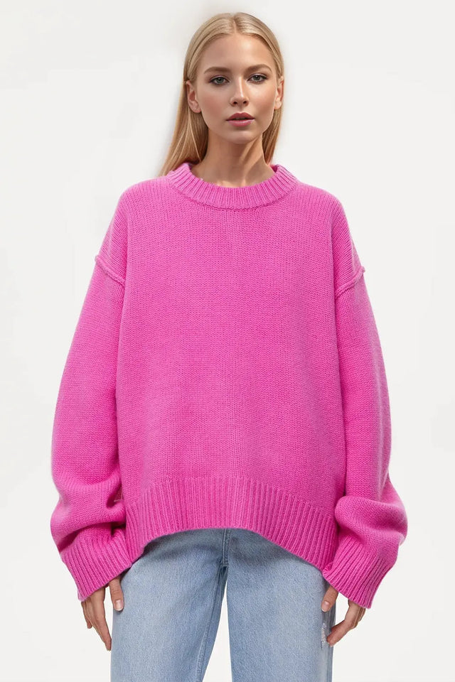 Basic Bae Round Neck Dropped Shoulder Sweater Trendsi Hanalas