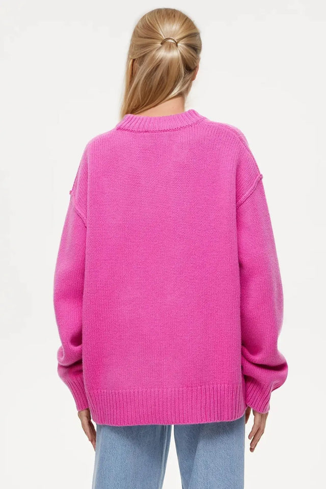 Basic Bae Round Neck Dropped Shoulder Sweater Trendsi Hanalas