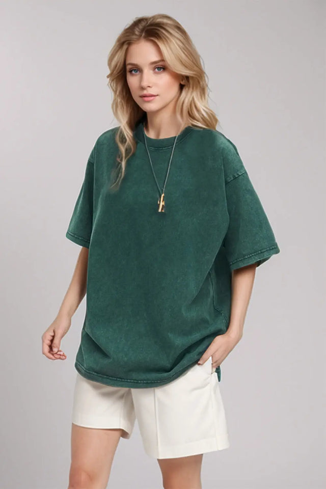 Basic Bae Round Neck Half Sleeve T-Shirt | Hanalas