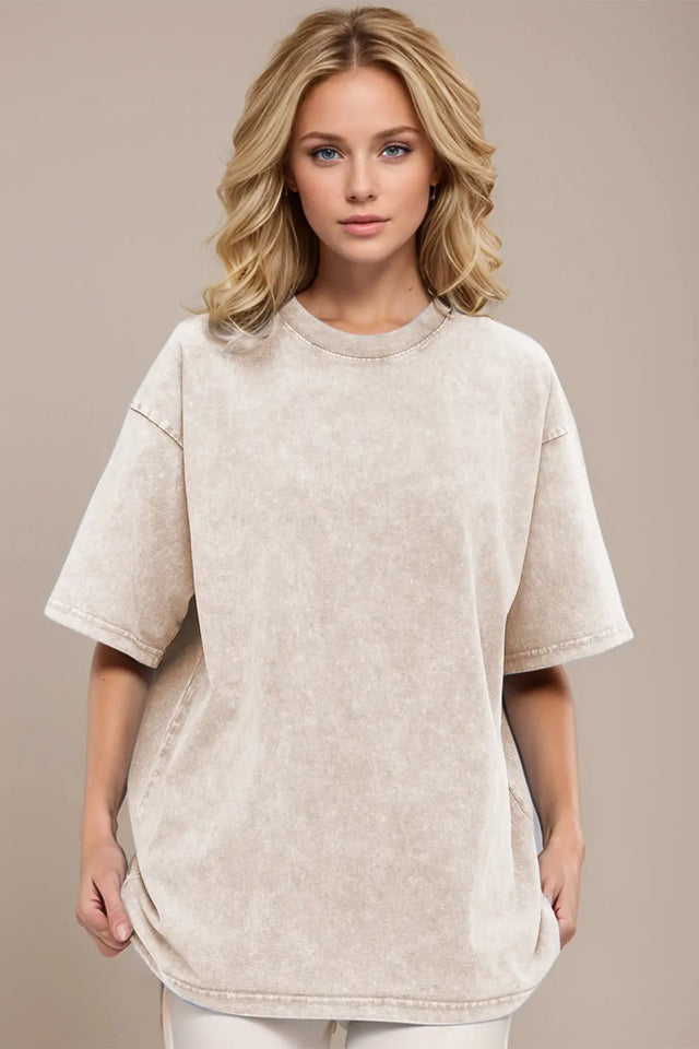 Basic Bae Round Neck Half Sleeve T-Shirt | Hanalas