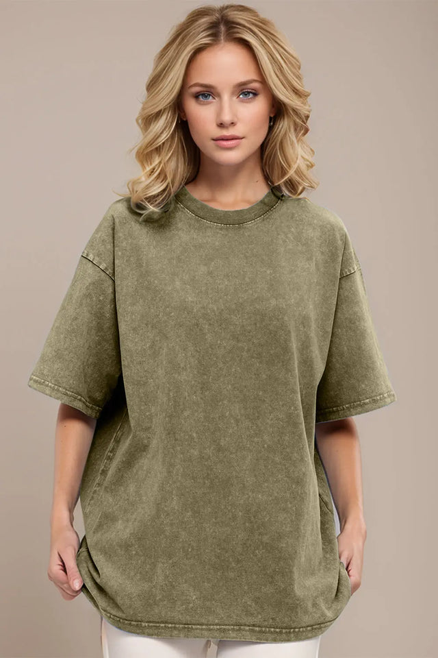 Basic Bae Round Neck Half Sleeve T-Shirt | Hanalas