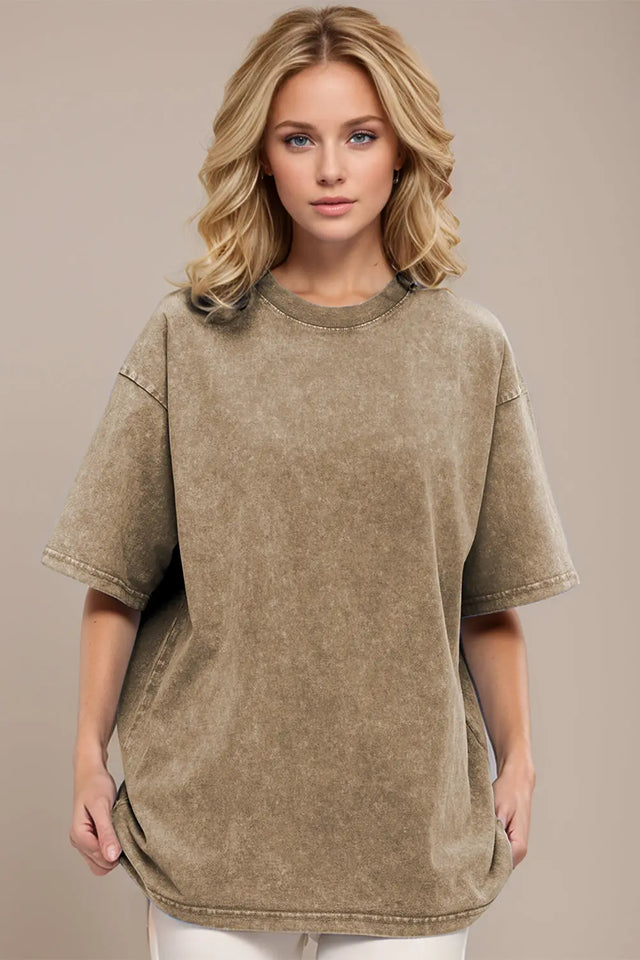 Basic Bae Round Neck Half Sleeve T-Shirt | Hanalas