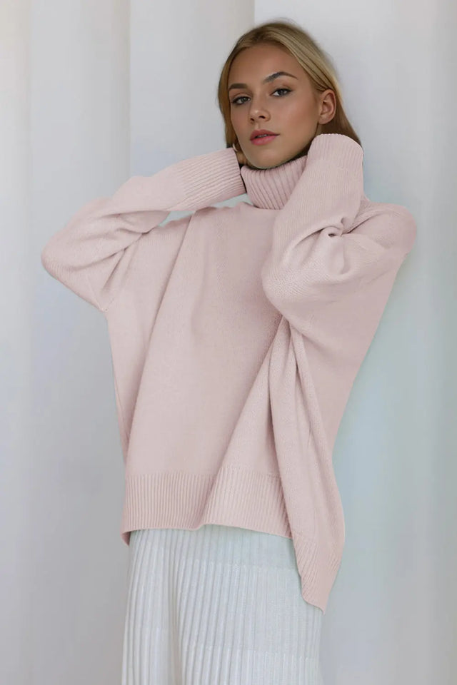 Basic Bae Turtleneck Dropped Shoulder Long Sleeve Sweater Trendsi Hanalas