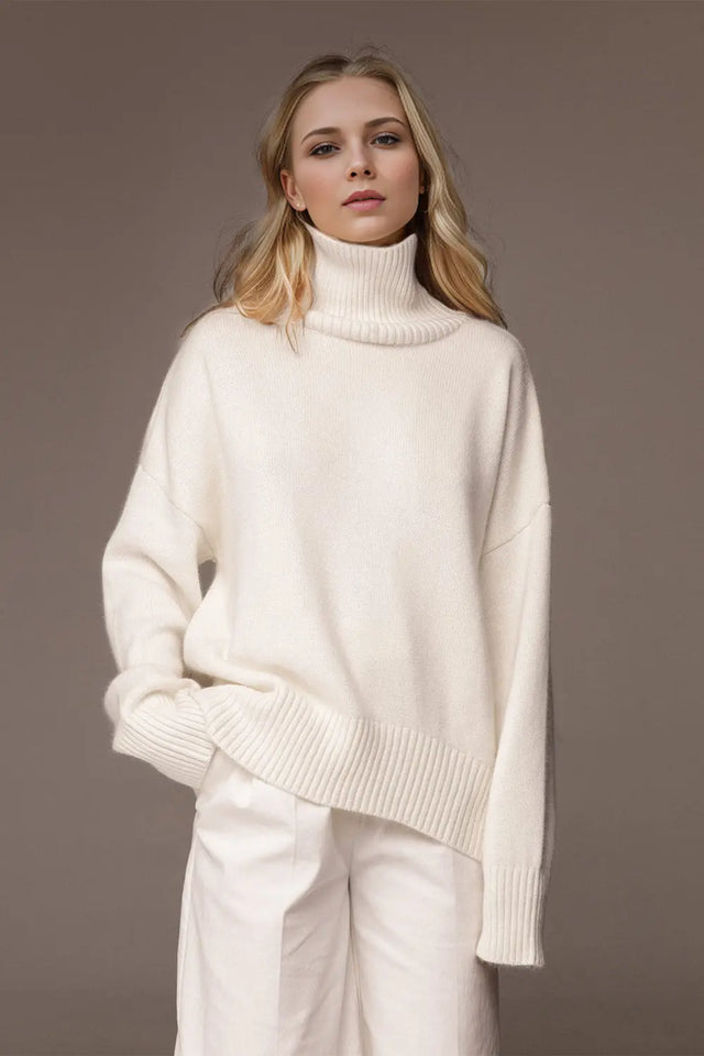 Basic Bae Turtleneck Dropped Shoulder Long Sleeve Sweater Trendsi Hanalas