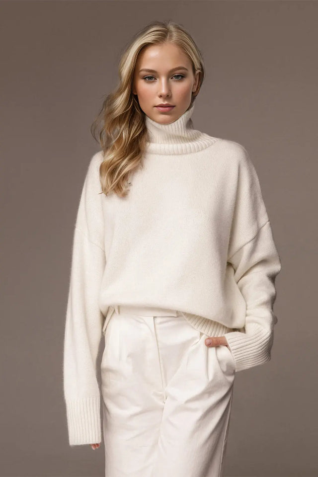 Basic Bae Turtleneck Dropped Shoulder Long Sleeve Sweater Trendsi Hanalas