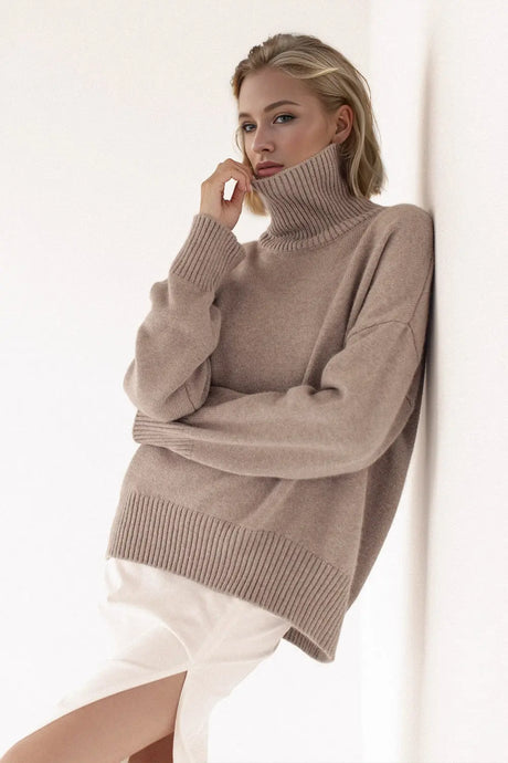 Basic Bae Turtleneck Dropped Shoulder Long Sleeve Sweater Trendsi Hanalas